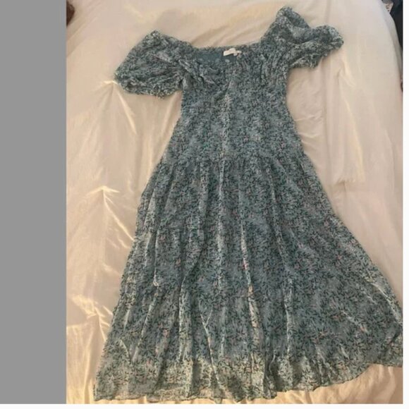 ⭐️ 🌻 Floral Puff Sleeve Peasant Fairy Cottage Picnic Summer Midi Maxi Dress - Picture 2 of 5